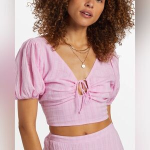 Billabong Tropic Heart Cropped Puff Sleeve Top